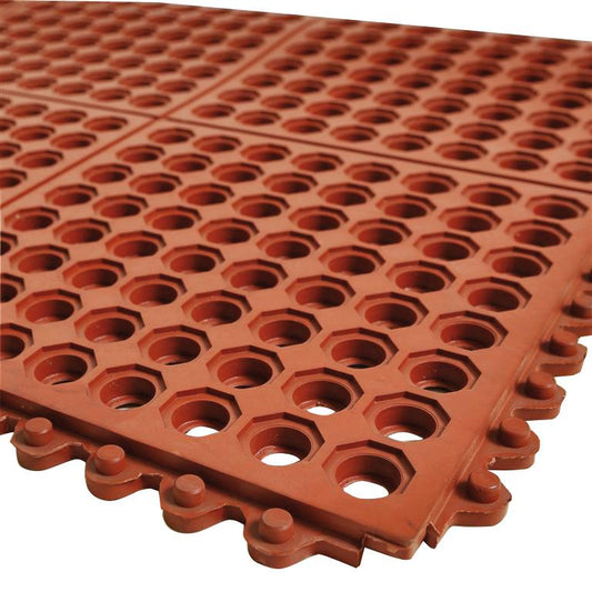 Rubber mat, oil resistant, NBR/SBR, red, 14 x 900 x 900 mm