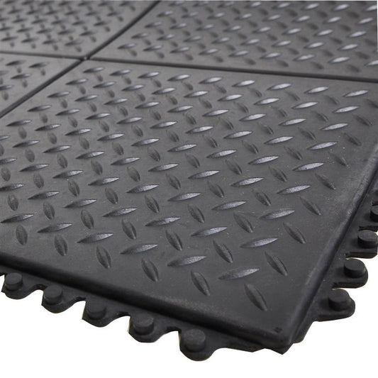 Rubber mat, diamond profile, SBR/NR, black, 13 x 900 x 900 mm