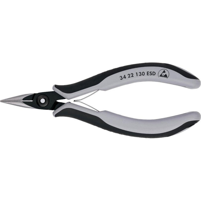 Cleste de prindere ESD, de precizie, pentru electronisti, 130mm, bacuri 22.7mm, 34 22 130 ESD, KNIPEX - sefira.ro