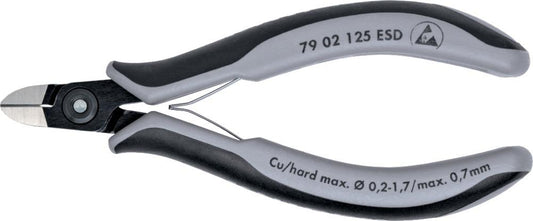 Cleste ESD, de precizie, cu tais lateral, pentru electronisti, 125mm, cap rotund, faseta foarte mica, KNIPEX