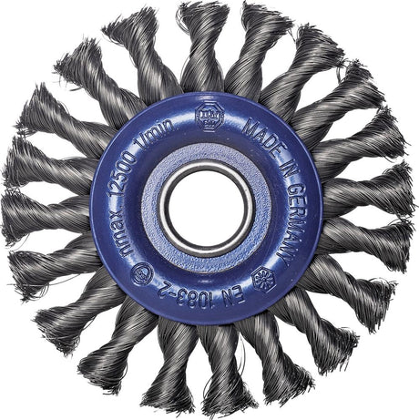 Perie de sarma din otel, rotunda, diam.115mm, sarma 0,5mm rasucita, prindere 22,23mm, OSBORN - sefira.ro