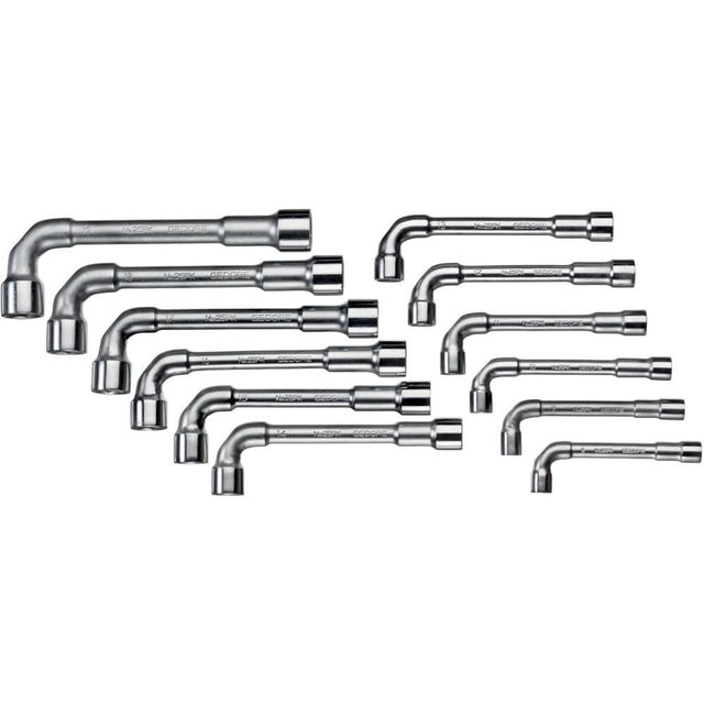 Set chei tubulare duble, cotite, cu gaura, 8 - 19 mm, 12 buc, Nr. 25 PK-012, GEDORE - sefira.ro