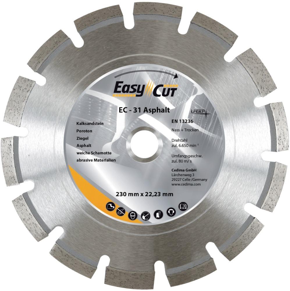 Diamond cutting disc, EC-31, for asphalt, bricks, 125x2.1mm, CEDIMA