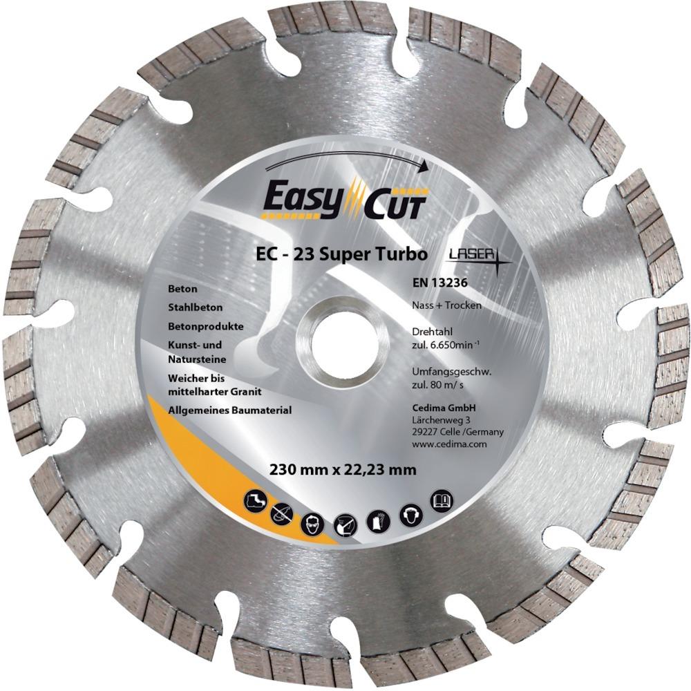 Disc de debitat diamantat, EC-23, pentru beton armat, piatra naturala, 115x2.1mm, CEDIMA