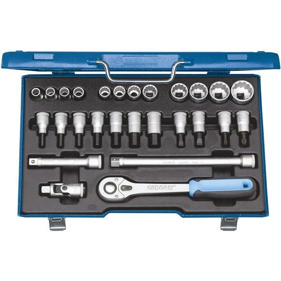 Set chei tubulare 1/2", 10 - 30 mm, 27 buc, 12 canturi, Nr. D 19 IMU-10, GEDORE - sefira.ro
