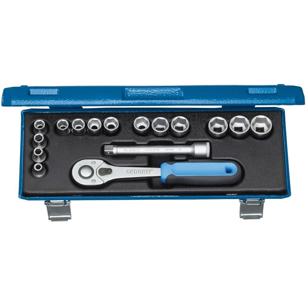 Set chei tubulare 3/8", 16 buc, 6 canturi, Nr. 30 JMU-10, GEDORE - sefira.ro