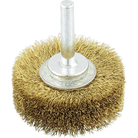 Perie de sarma din alama, rotunda, cu coada 6mm, diam.40mm, sarma 0.2mm ondulata, OSBORN - sefira.ro