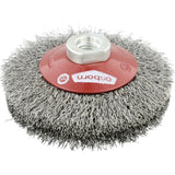 Perie de sarma din otel, conica, diam.100mm, sarma 0,3mm ondulata, prindere M14x2,0, OSBORN - sefira.ro