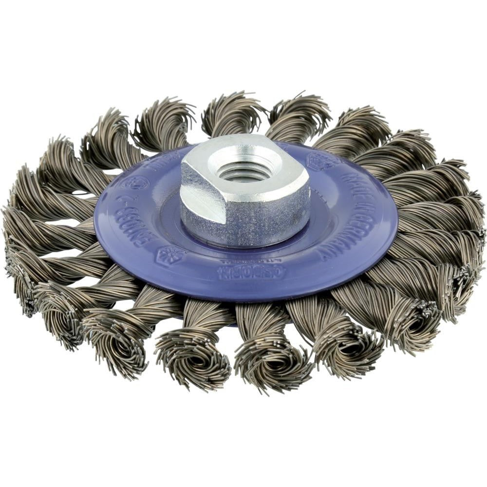 Perie de sarma din otel, rotunda, diam.115mm, sarma 0,5mm rasucita, prindere M14x2,0, OSBORN - sefira.ro