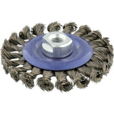 Perie de sarma din otel, rotunda, diam.115mm, sarma 0,5mm rasucita, prindere M14x2,0, OSBORN - sefira.ro