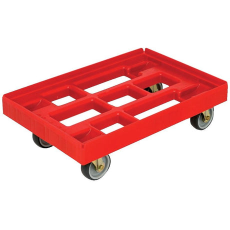 Carucior de transport pentru toate lazile Euro standard, 410 x 610 x 190 mm, portanta 300 kg, roti Ø 100 mm, rosu - sefira.ro