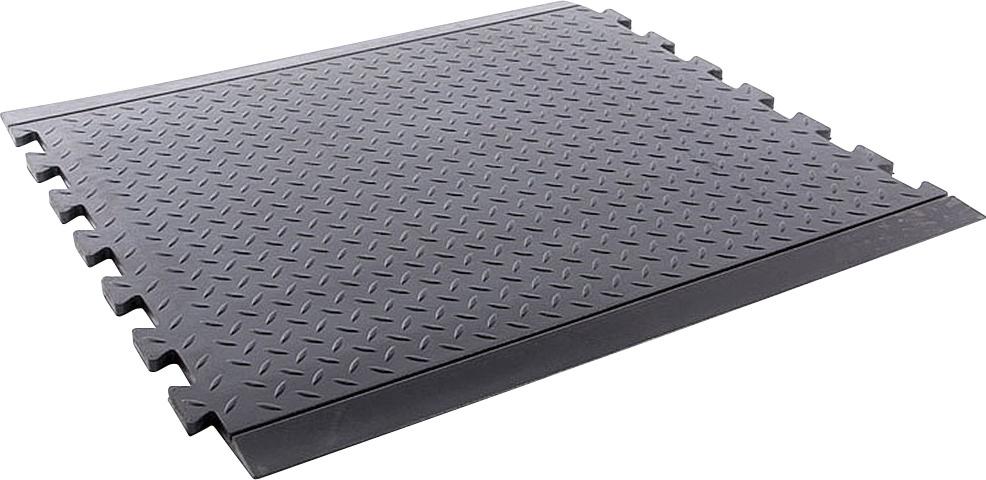 Puzzle SBR workstation mat, end piece, black, 13 x 710 x 780 mm