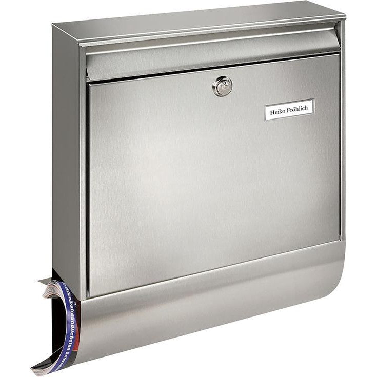 Cutie postala Borkum Set, 422 x 362 x 100 mm, inox, slot pentru ziar, incuietoare cu cheie, BURG WACHTER - sefira.ro