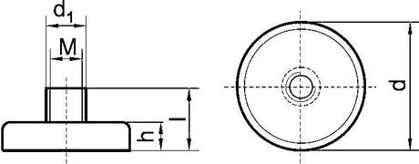 Maner magnetic plat cu bucsa filetata, Ø 10mm, inaltime 11.5mm, M3, BELOH - sefira.ro