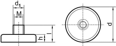 Maner magnetic plat cu bucsa filetata Neodym, Ø 6mm, inaltime 4.5mm, M3, BELOH - sefira.ro
