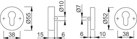 Pereche de rozete de protectie E42NSB/42HS, inox, Ø 55 mm, pentru usi 57-72mm, HOPPE - sefira.ro