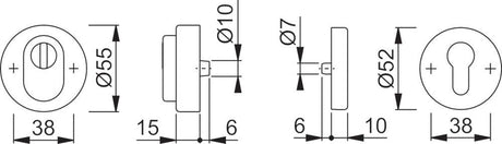 Pereche de rozete de protectie E42ZNSB-ZA/42HS, otel, Ø 55 mm, proeminenta cilindrului 10-18mm, HOPPE - sefira.ro