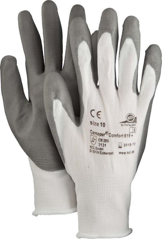 Camapur® Comfort 619+ textile assembly gloves, size 6, white-gray, HONEYWELL