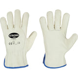 Manusi pentru soferi AVUS DRIVER, marimea 10, piele nappa de vaca, verde-bej, STRONGHAND - sefira.ro