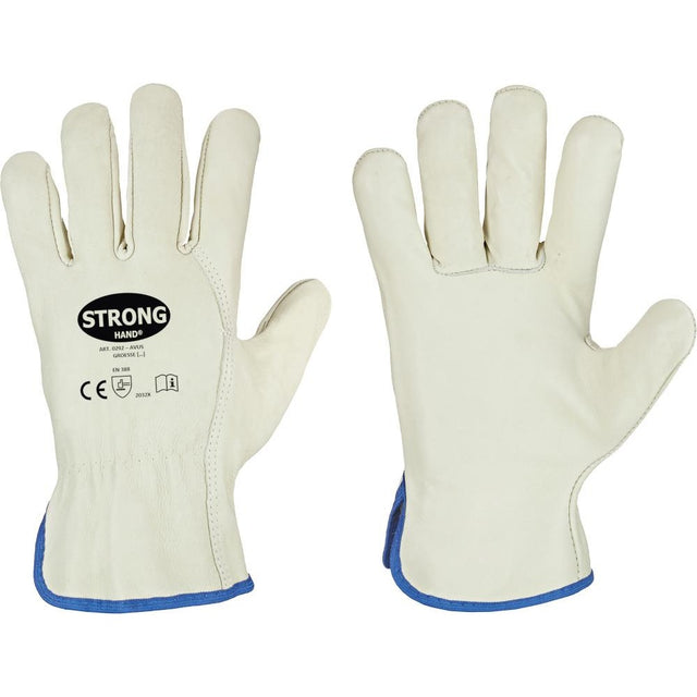 Manusi pentru soferi AVUS DRIVER, marimea 10, piele nappa de vaca, verde-bej, STRONGHAND - sefira.ro