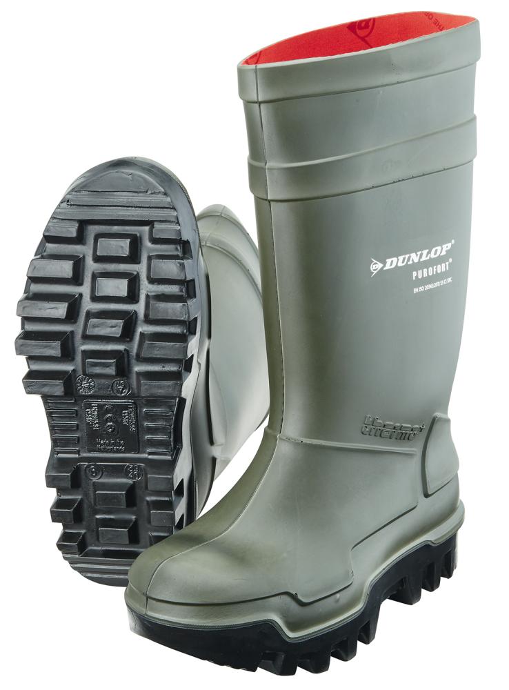 Cizme de protectie cu bombeu, marimea 39/40, Purofort® Thermo Plus full safety, S5 CI SRC, verde, DUNLOP®