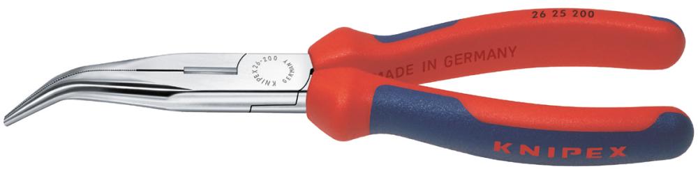 Long, curved, half-round nose pliers, 200 mm, chrome-plated, KNIPEX