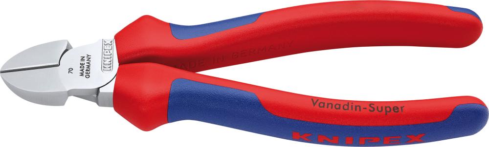 Side-cutting pliers, 125 mm, chrome-plated, two-component handles, KNIPEX