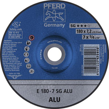 SG ALU grinding disc for aluminum, 115x7.2mm, curved, PFERD