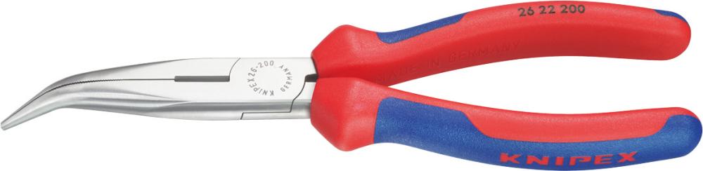 Long, curved, half-round nose pliers, 200 mm, polished head, KNIPEX