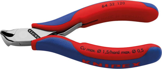 Electronic pliers with front cutting edge, 120mm, short head, 15° bent, KNIPEX