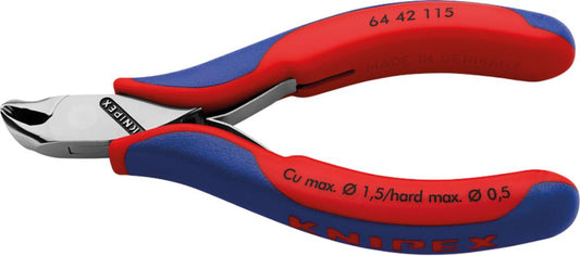 Electronic pliers with front cutting edge, 115mm, short head, 27° bent, KNIPEX