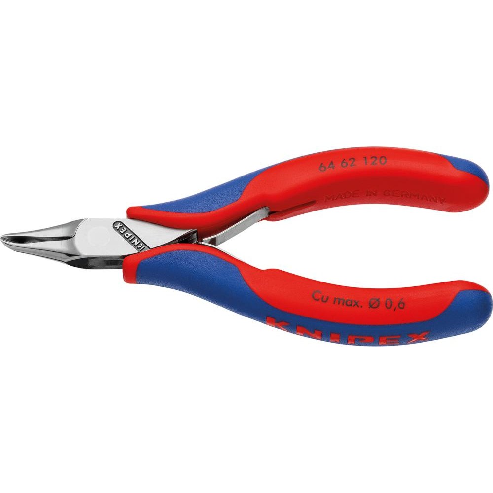 Cleste cu cap de precizie, taiere oblica, pentru electronisti, 120mm, indoit 65°, 64 62 120, KNIPEX - sefira.ro