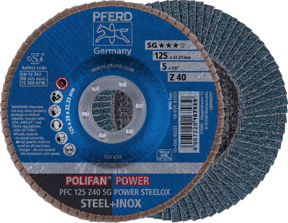 Disc lamelar POLIFAN Z SG POWER STEELOX, 115mm, drept, gran.40, PFERD