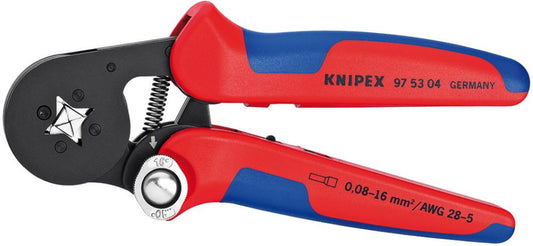 Crimping pliers, self-adjusting, 4 jaws, 180mm, 0.08-10+16mm², KNIPEX