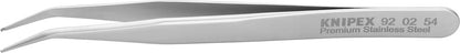 Precision tweezers, 120mm, 45° bent tips, 0.6mm, stainless steel, smooth, KNIPEX