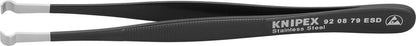 ESD-protected precision tweezers, 120mm, profiled tip, straight, with recessed handles, black, KNIPEX