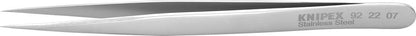 Precision tweezers, 115mm, straight, sharp, narrow tips, stainless steel, KNIPEX