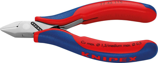 Electronics side-cutting pliers, 115 mm, round head, polished, low inclination, KNIPEX