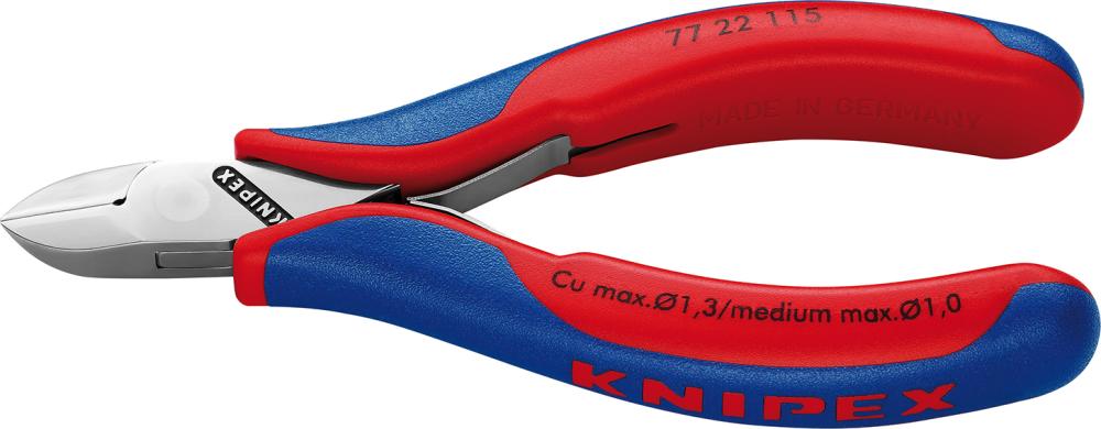 Cleste cu tais lateral pentru electronisti, 115 mm, cap rotund, arc dublu, KNIPEX