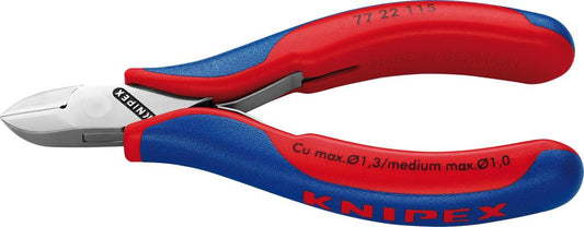 Electronics side cutters, 115 mm, round head, double spring, KNIPEX