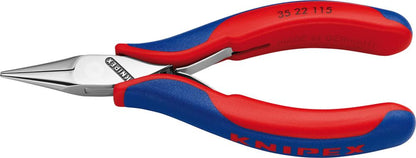 Electronics pliers, 115mm, flat semi-round jaws, 22.5mm, smooth, two-component handles, KNIPEX