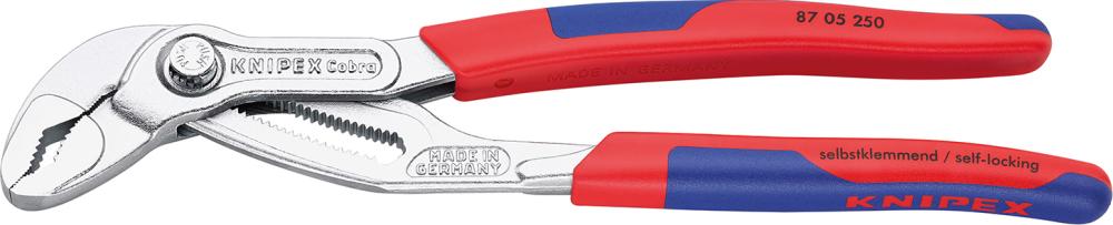 Cleste forjat pentru instalatori, Cobra®, maner bicomponent, 250mm, pentru tevi 2 inch, 87 05 250, KNIPEX - sefira.ro