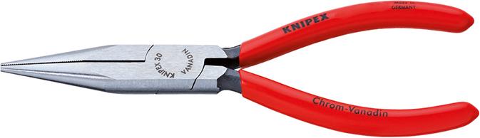 Long nose pliers, half-round, 140 mm, polished head, KNIPEX