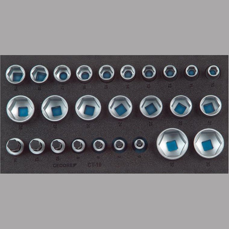 Modul chei tubulare/ bit 1/2", set 26 buc, 6 canturi, 1500 CT1-19, GEDORE - sefira.ro