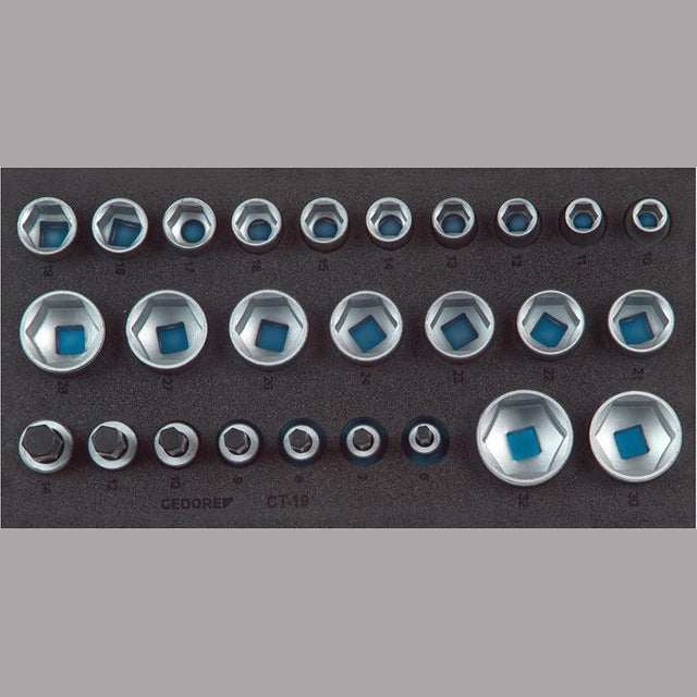 Modul chei tubulare/ bit 1/2", set 26 buc, 6 canturi, 1500 CT1-19, GEDORE - sefira.ro