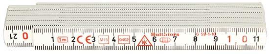 Rigla pliabila plastic, 1mx13mm, 10 segmente, alb, Nr. W 59-1-10, HULTAFORS