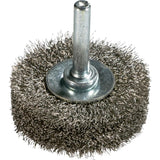 Perie de sarma din inox V4A, rotunda, cu coada 6mm, diam. 50mm, sarma 0.2mm ondulata, ZEINTRA - sefira.ro