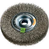 Perie de sarma din inox V4A, rotunda, diam.200mm, sarma 0,3mm ondulata, prindere 20mm, ZEINTRA - sefira.ro