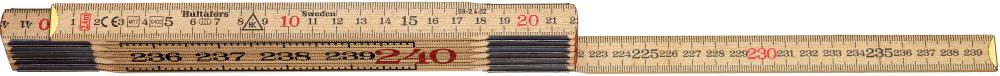 Folding wooden ruler no. 59-2-10 (Swedish meter), 2mx17mm, 10 segments, HULTAFORS