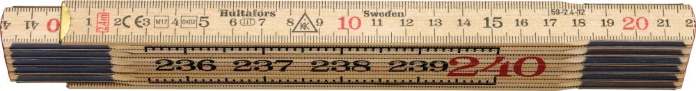 Folding wooden ruler no. 59-2-10 (Swedish meter), 2mx17mm, 10 segments, HULTAFORS